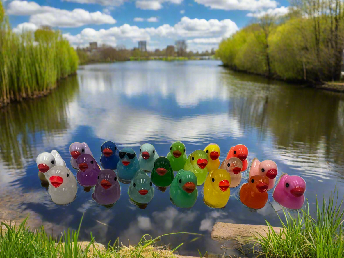 Little ducks for you hat swimming in a pond. hatpins